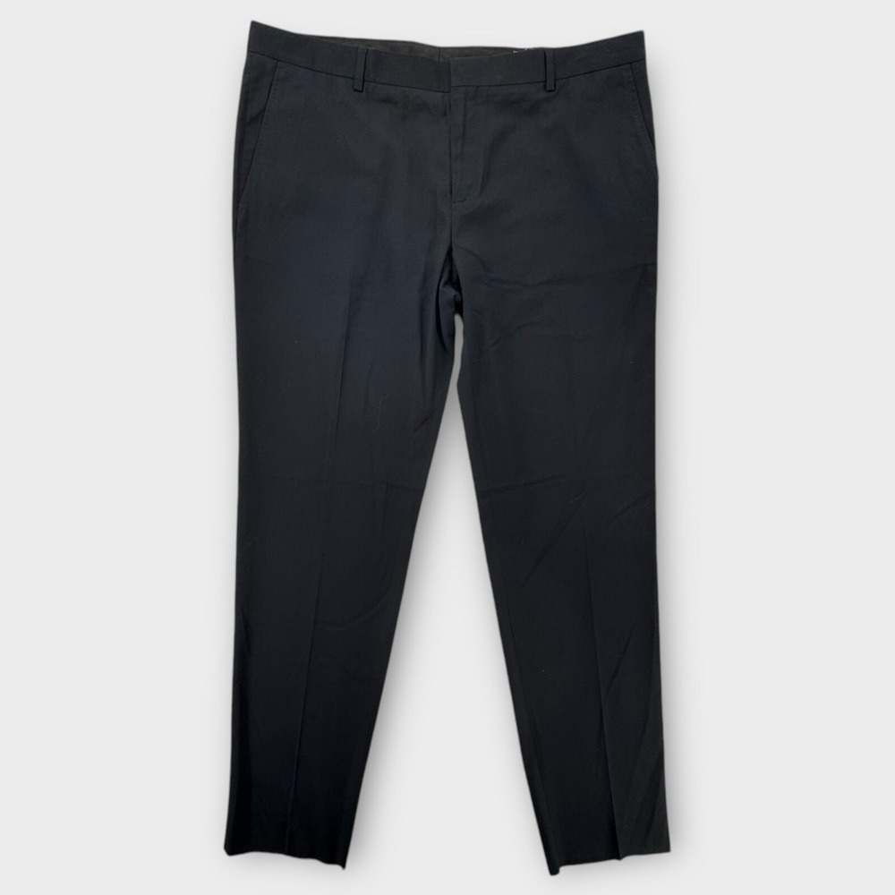Bally Dress Pants Mens 38x32 Black Slim Fit‎ Tapered Leg Stretch Rayon Blend NEW